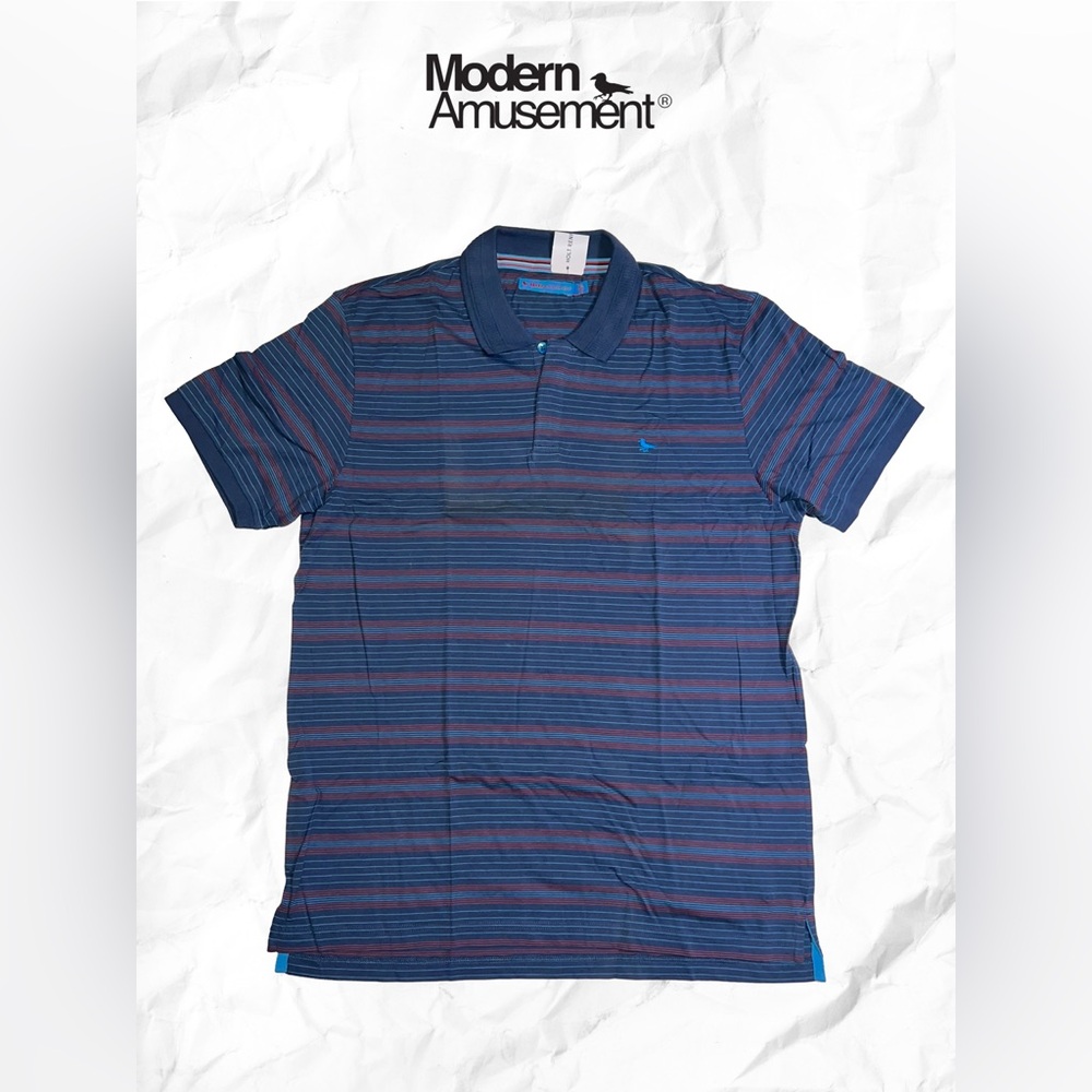 Modern Amusement Navy and Red Striped Polo